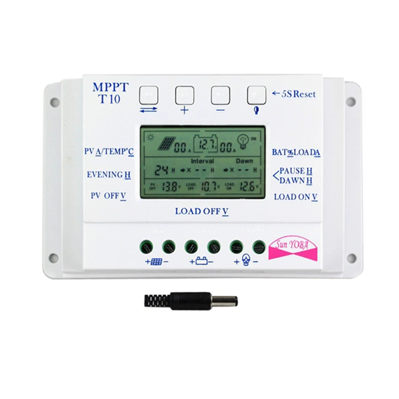 Контроллер солнечного заряда 10A MPPT T10A 12V 24V для макс. 48V вход с нагрузкой двойной таймер управления солнечный регулятор для уличного освещения
