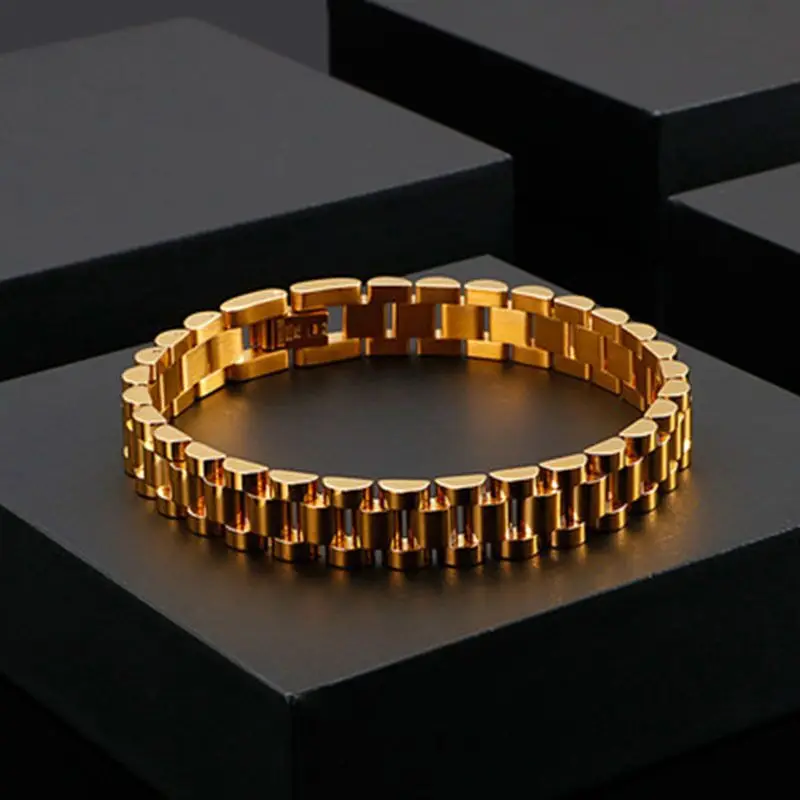 

Tarnish Free 2021 New Stainless Steel Gold Plated Detachable Wristbands Bracelets Bangles For Women Hiphop Gold Wrap Bracelets