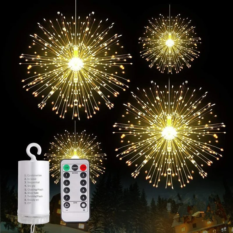 

Outdoor Solar LED Firework Light 120/180 LEDs Hanging Starburst String Fairy Light Waterproof Home Garden Christmas Decoration