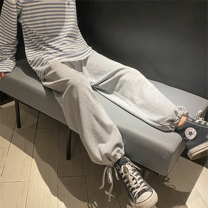 

Spring and summer new wide leg pants 2021 Korean style loose casual Harlan pants sports nine-point toe pants trend