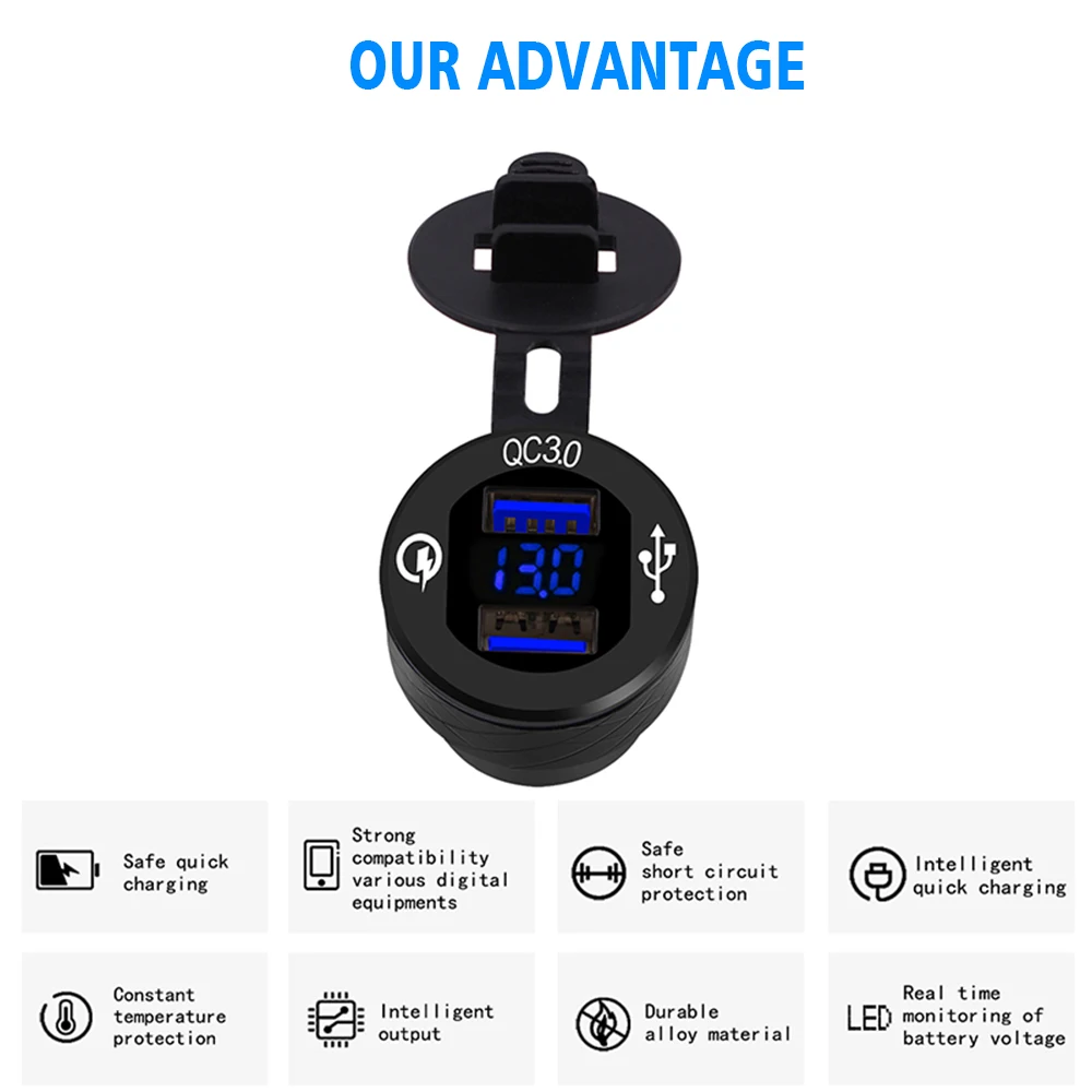 WUPP автомобилем быстрая Зарядное устройство QC3.0 Dual USB Автомобильное зарядное