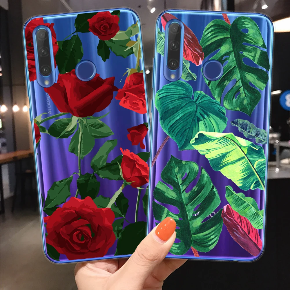 Чехол с цветами и розой для Huawei Honor 10 20 Lite Pro 10i 8X 8C 9X чехол растениями листьями P30