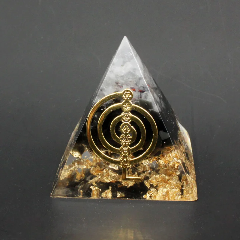 

Black Orgonite Pyramid Muladhara Chakra Obsidian Natural Crystal Labradorite Repel Evil Spirits Pyramid Decoration