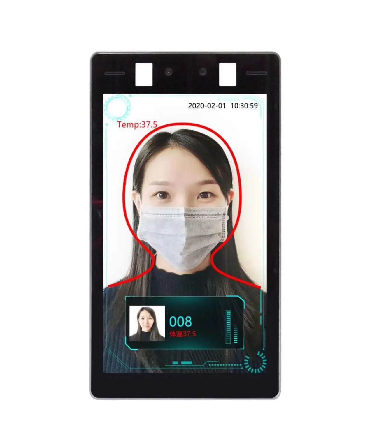 AI термокамера распознавание лица Обнаружение температуры тела мониторинг