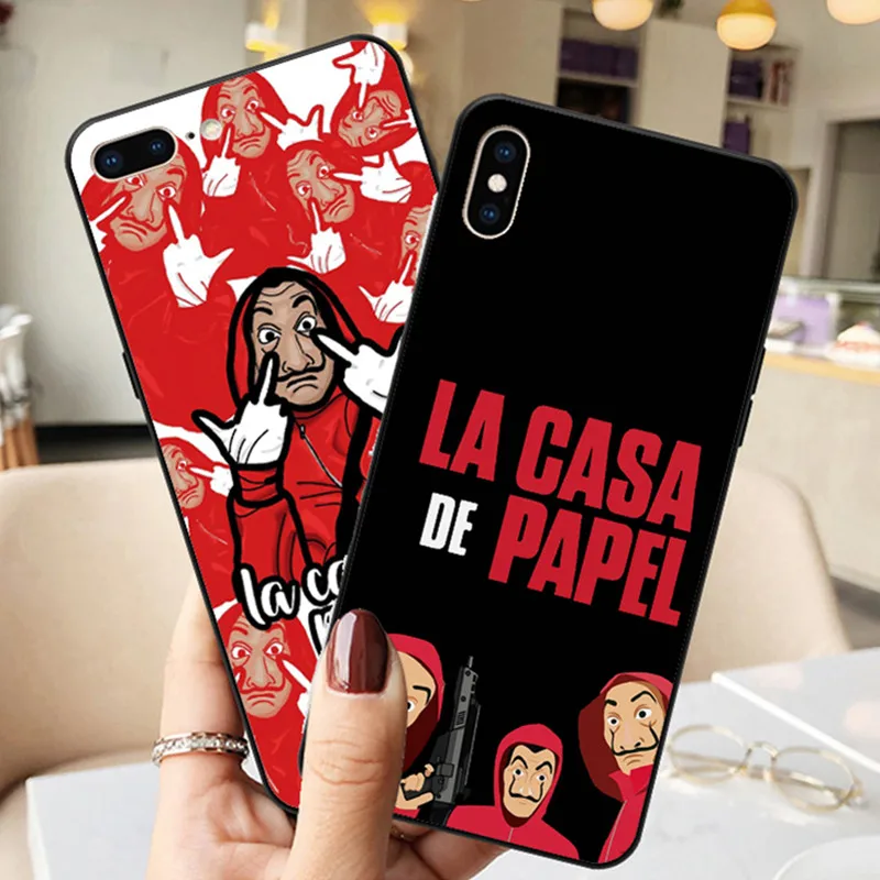 Чехлы La casa de papel для телефонов iPhone X 6 6S 7 8 Plus XR Xs Max 5 SE мягкий силиконовый черный