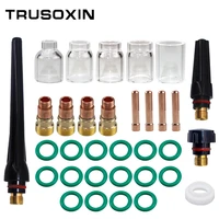 tig stubby gas lens collet body 567810 pyrex cup kit for db sr wp 17 18 26 tig torch welding accessories 33pcs