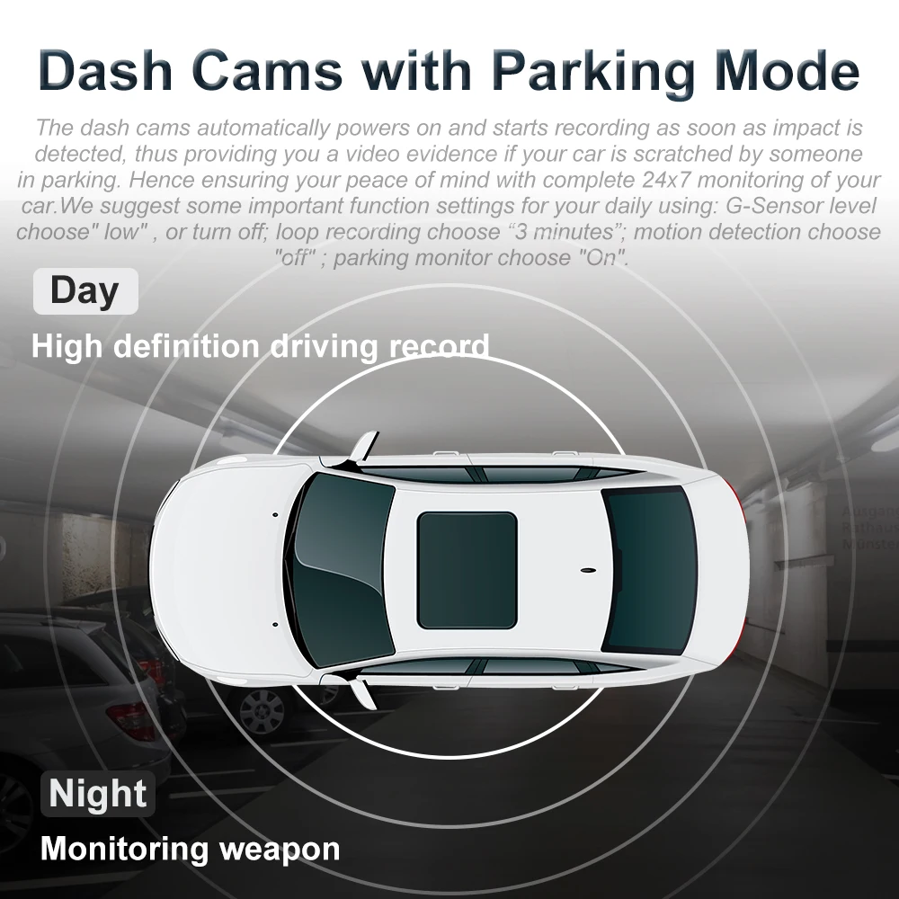 Камера Dashcam с углом обзора 360 градусов 1080P HD ночное видение Wi Fi Автомобильный