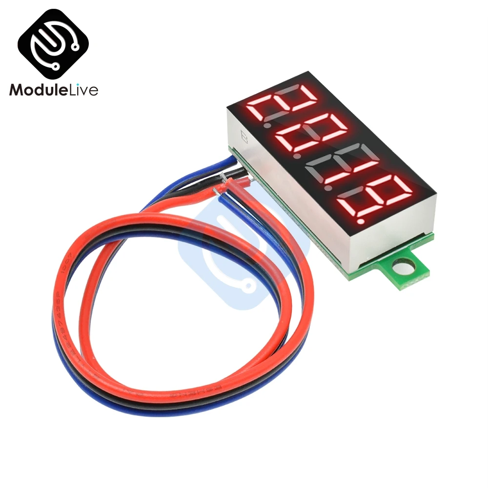 0.36 inch 0.36'' Mini Digital Voltmeter Volt Voltage Meter LED Panel Electric Voltage Tester 3 Wires 12V 24V 48V DC 0-100V 4 Bit