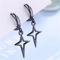 shqiyayi star cross pendant hoop earrings punk vintage pendant women stainless steel fashion jewelry gift 570