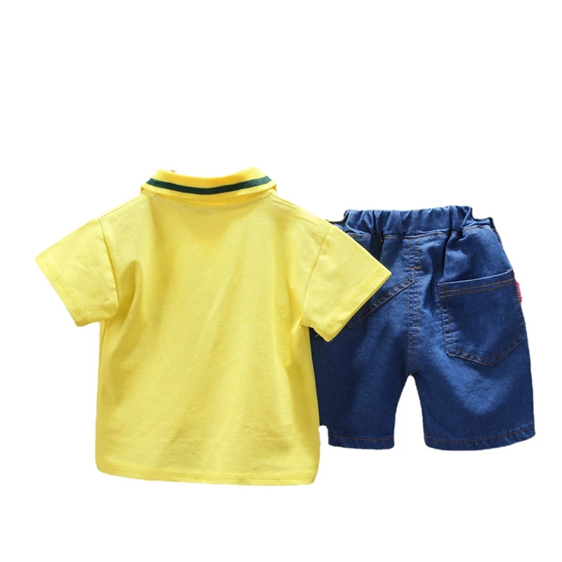 

HYLKIDHUOSE 2021 Summer Baby Boys Clothing Sets Kids Children Sports Cartoon Lapel T Shirt Shorts Toddler Infant Casual Clothes