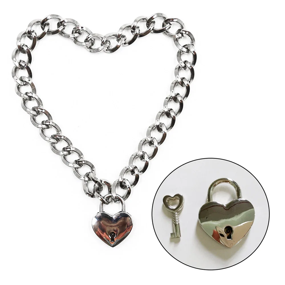 Нержавеющая сталь запираемый металлический Slave шеи воротник BDSM сдерживающий