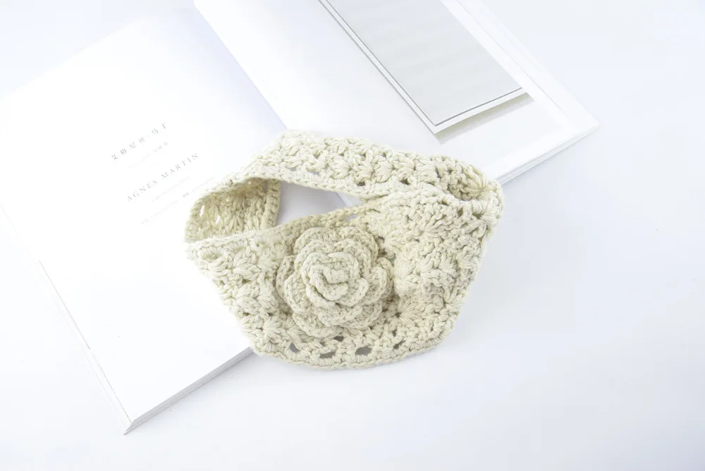 Полый Цветочный ободок для волос хиджаб шарф теплая акриловая шаль женский