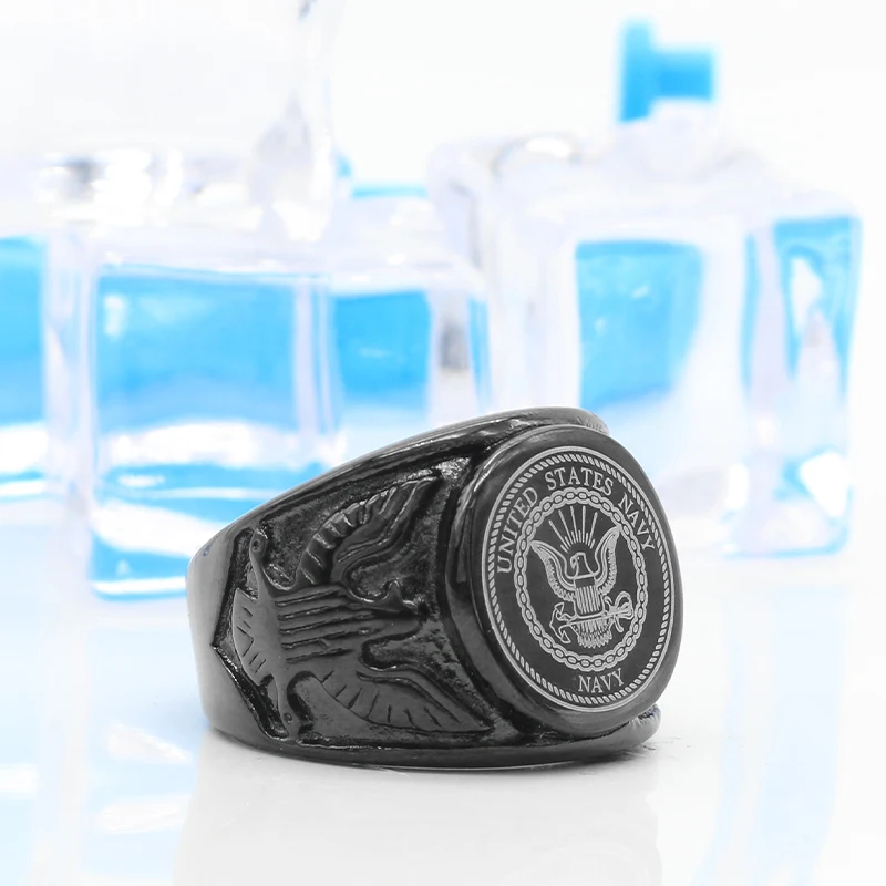 KLDY Орел граница нержавеющая сталь мужское милитари кольцо ВМС США