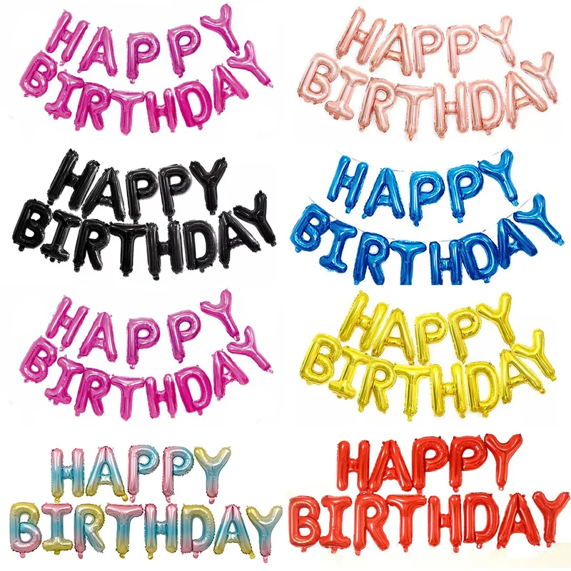 

13pcs Happy Birthday Letter Foil Balloons Baby Shower Decorations Party Birthday Decortion Globos Kids Gift Inflatable Ball