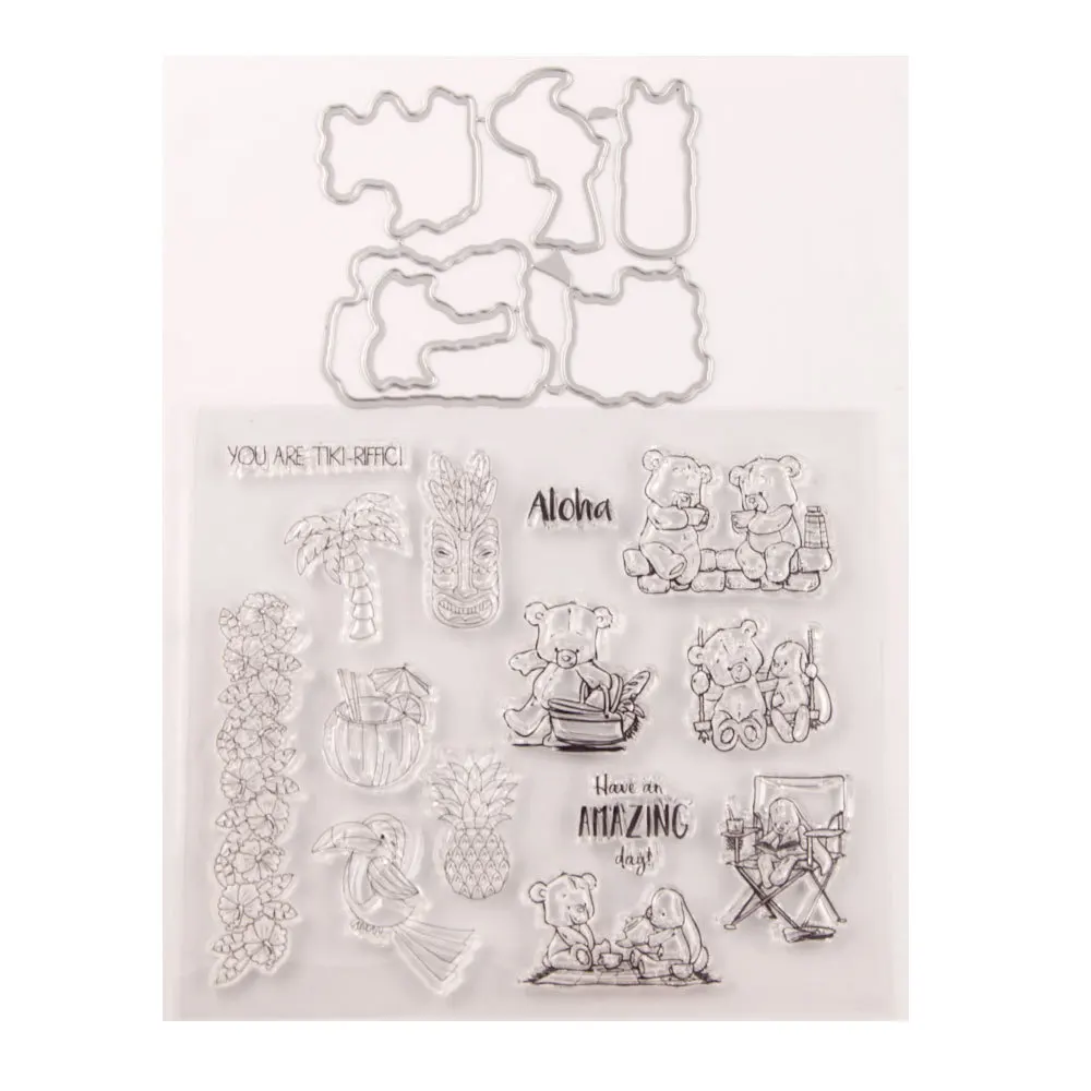 

Bear Bunny Parrot Pineapple 2021 New Seal Stamp with Cutting Dies Stencil DIY Scrapbooking Embossing Photo