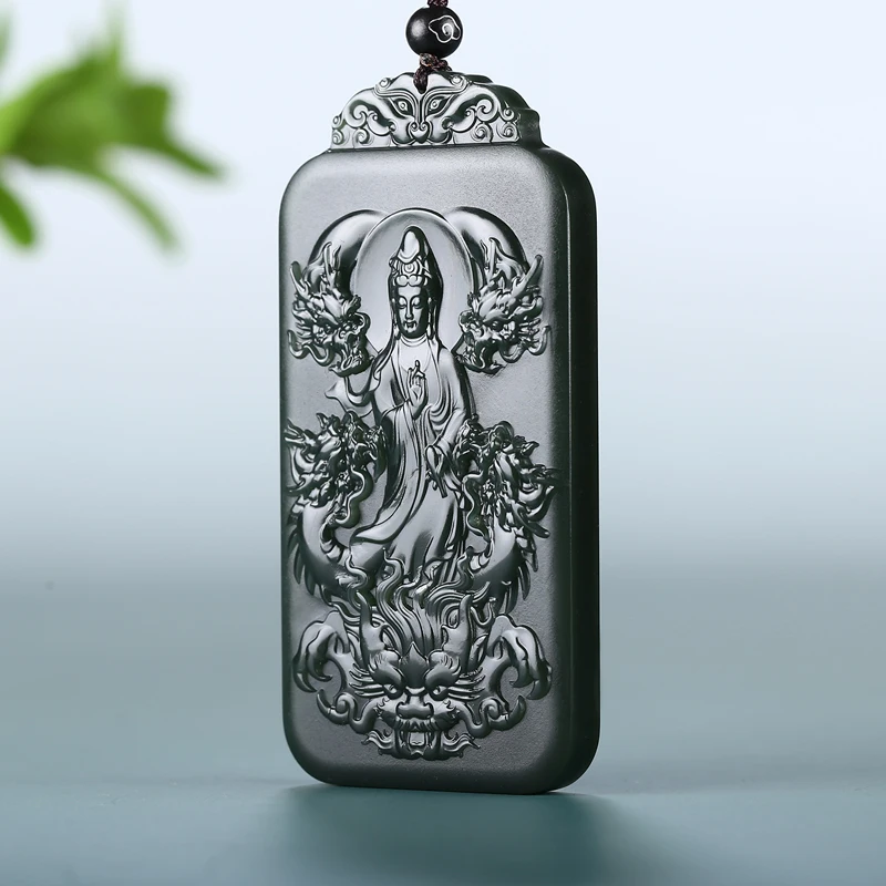 Прямая поставка Hetian Нефритовый дракон Гуаньинь ожерелье кулон ювелирные изделия