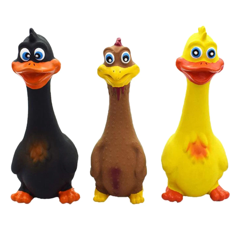 

Rubber Chicken Ducks Squeeze Squeaky Dog Toys for Small, Medium or Large Pet