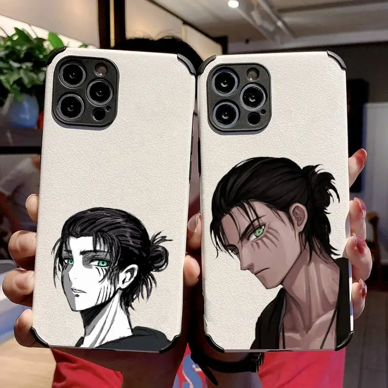 

Anime Attack On Titan Phone Case Lambskin Leather For iphone 12 11 8 7 6 XR X XS PLUS MINI PLUS PRO MAX Shockproof