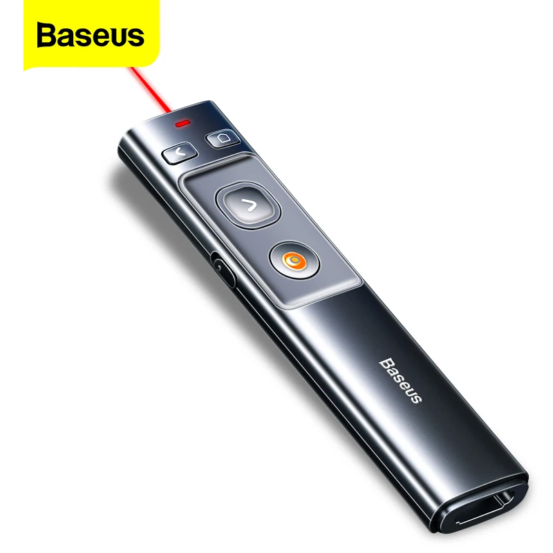 Baseus беспроводная ручка-Презентер 2,4 ГГц USB C адаптер ручной пульт дистанционного управления Указатель управления красная ручка PPT Power Point презентация указатель
