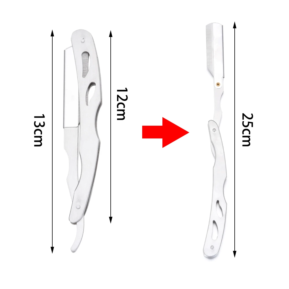 

1PC Professional Manual Straight Barber Edge Razor With 10Pcs Blades Stainless Steel Folding Shaving Knife Face Hair Remover