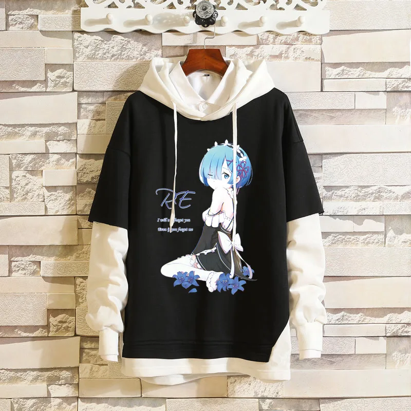 Толстовка с длинным рукавом для пары популярная Аниме надписью Re:Zero Start from Zero in New