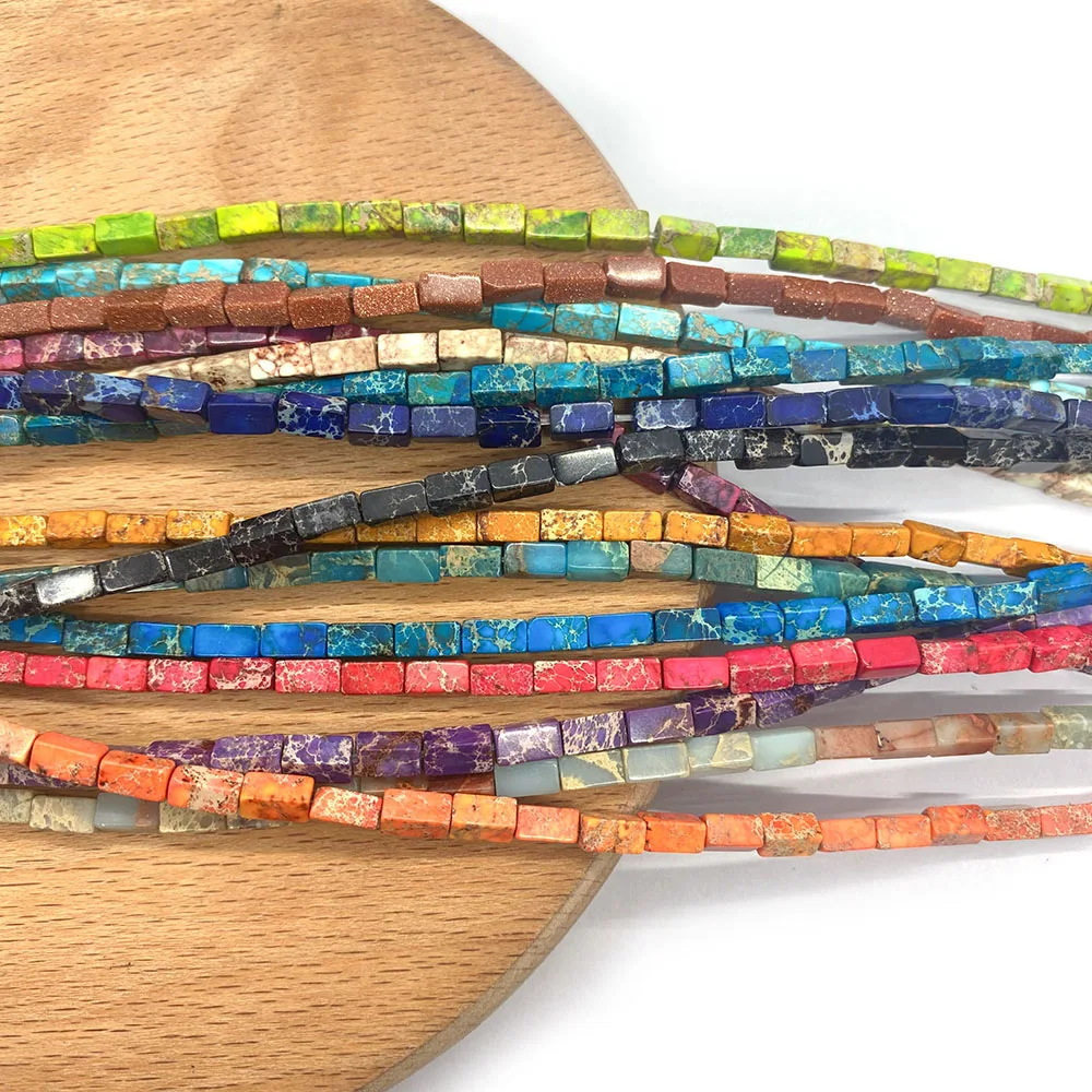 

1 Strand Cuboid Shaped Natural Semi-precious Stone Spacer Loose Beads Strand 15Colors 3x6mm DIY for Making Necklace Bracelets