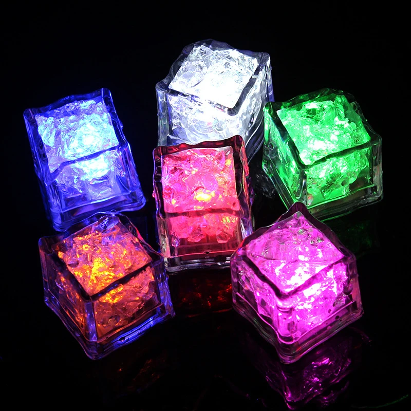 

12pcs DIY LED Flash Ice Cubes Light Novelty Drink Cup Sensor Colorful Glowing Square Lamp Bar Club Wedding Party Decor