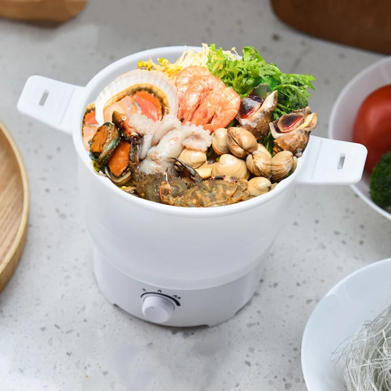 

Hot Foldable Electric Frying Pan Kettle Heated Food Container Heated Lunch Box Cooker Portable Multifunctional Thermal Cooker US