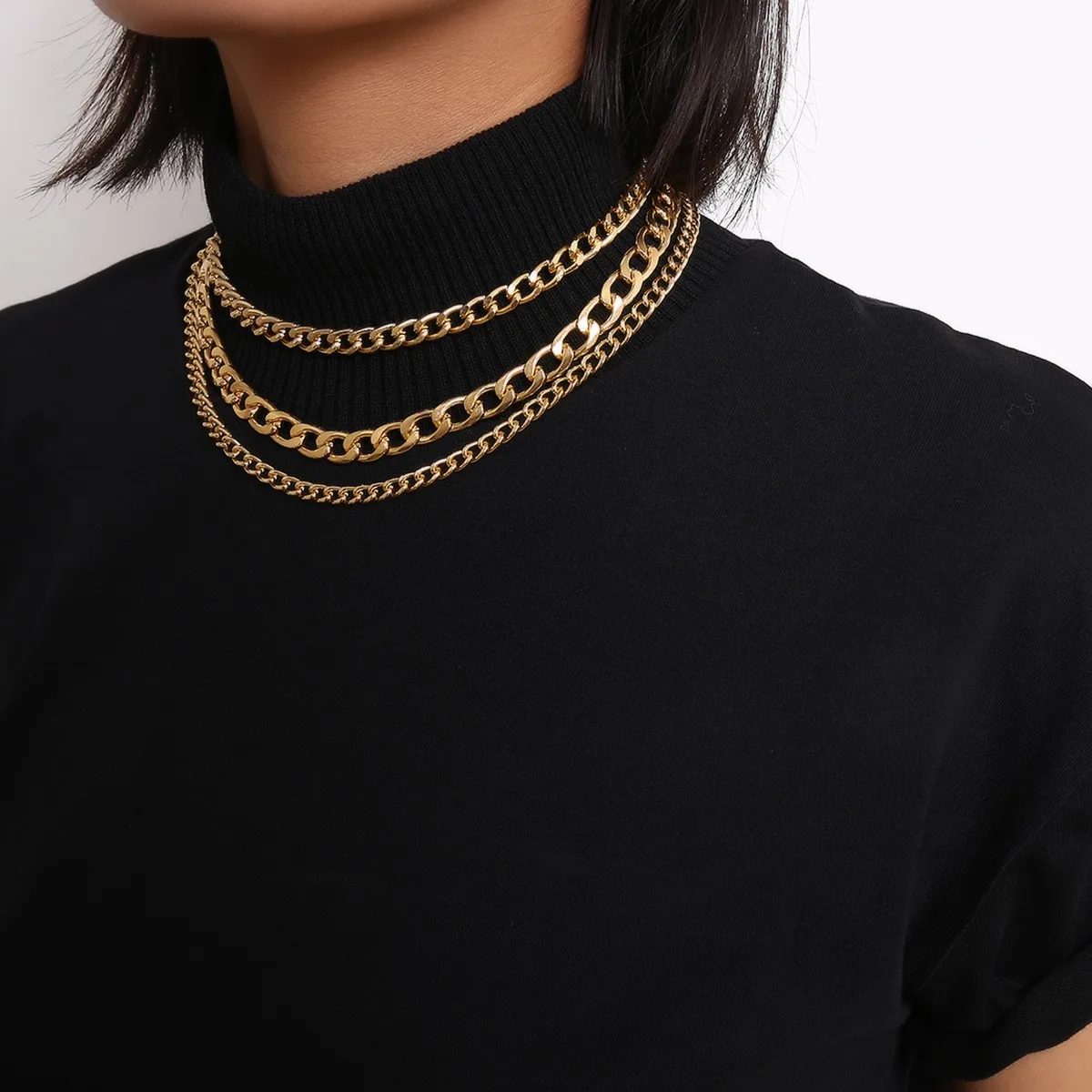 Hip Hop Metal Multilayer Thick Chain Necklace Men's and Women's Necklaces Fashion Nightclub Jewelry Gifts Chocker Collier 2021
Hip Hop Metal Multilayer Thick Chain Necklace Men's and Women's Necklaces Fashion Nightclub Jewelry Gifts Chocker Collier 2021