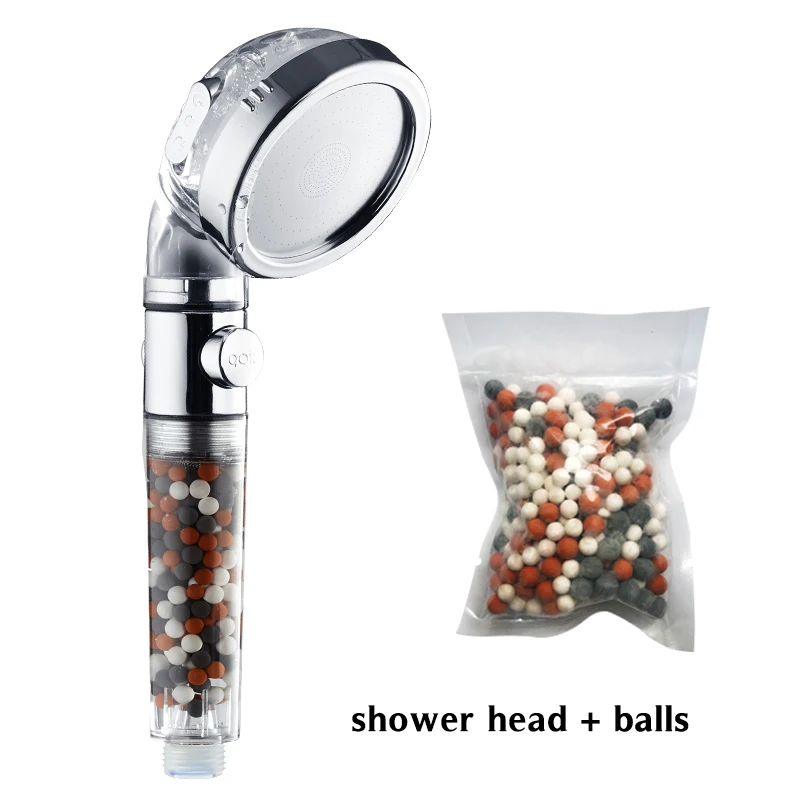 shower head bundle VEHHE 3 режима Регулируемая спа-насадка для душа турмалиновый фильтр шарики водосберегающая кнопка переключатель высокого давления спрей для душа - Цвет: shower head bundle
