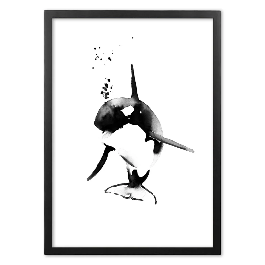 

Черно-белый дельфин, настенная печать, бумага, картина, скандинавские постеры и принты, настенные картины для декора гостиной