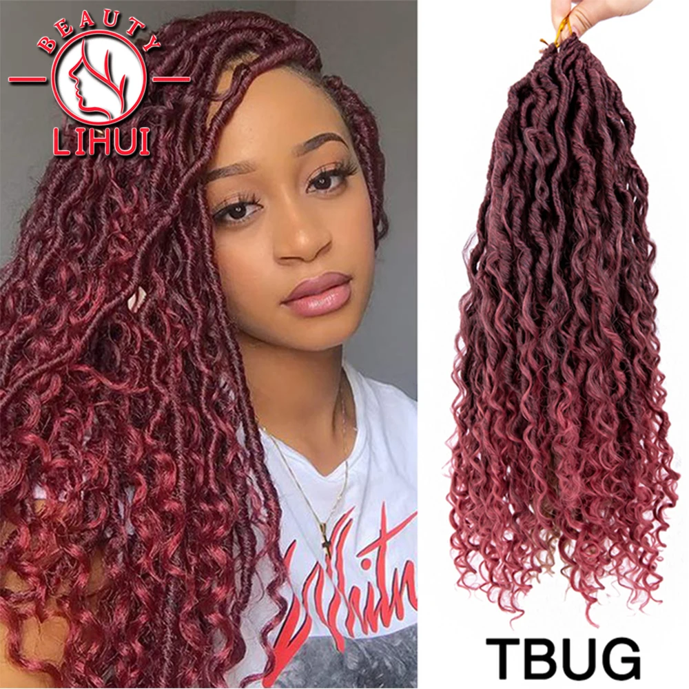 

Goddess Faux Locs Synthetic Braids Crochet Braid Hair Bouncy River Locs With Curly End Pre Looped Braiding Hair Extensions 18"