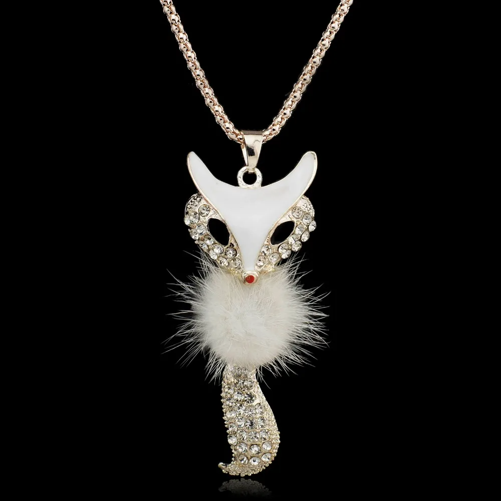 Женское ожерелье с подвеской из меха лисы X020|crystal necklace|necklaces for womenpendant necklace |