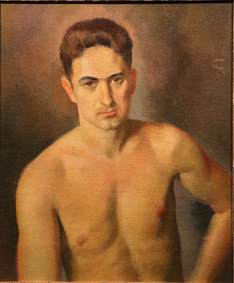 100% ручная работа Американская Картина молодой человек обнаженный художник Torso