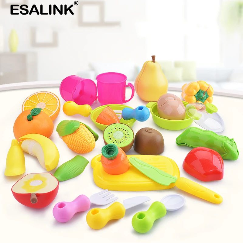 ESALINK 16 шт. кухонные игрушки резка фруктов овощей игрушка кухонная посуда для