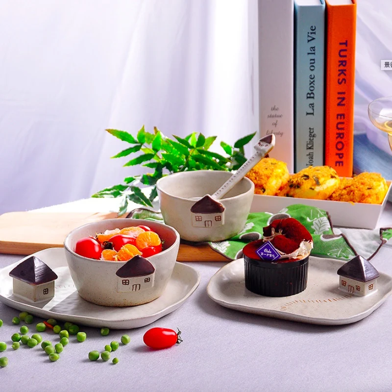 Мультяшный Набор тарелок для ужина керамическая кухонная тарелка завтрака набор