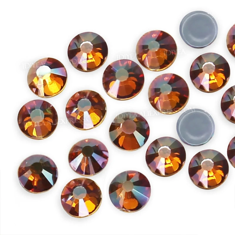 Янтарные стразы горячей фиксации с плоской задней стороной кристалл страз
