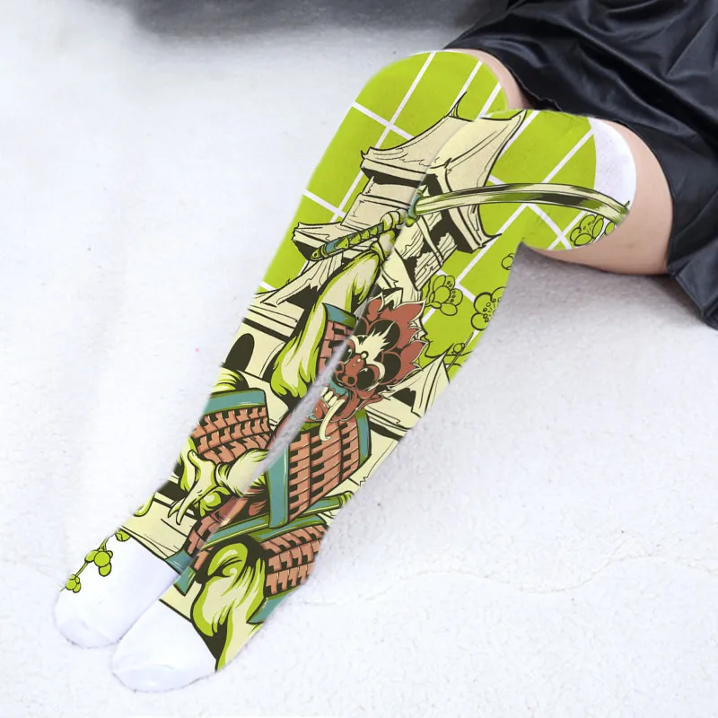 Женские летние тонкие чулки сексуальные модные Гольфы выше колена с принтом