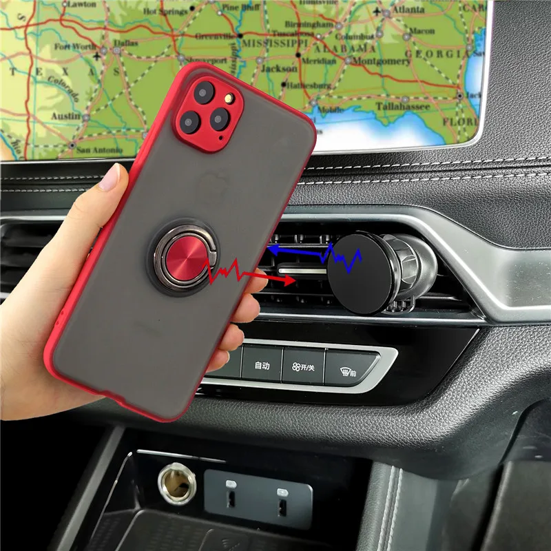 Для Apple iphone 11 Pro Max чехол с кольцом-подставкой Прозрачный матовый защитный для iPhone