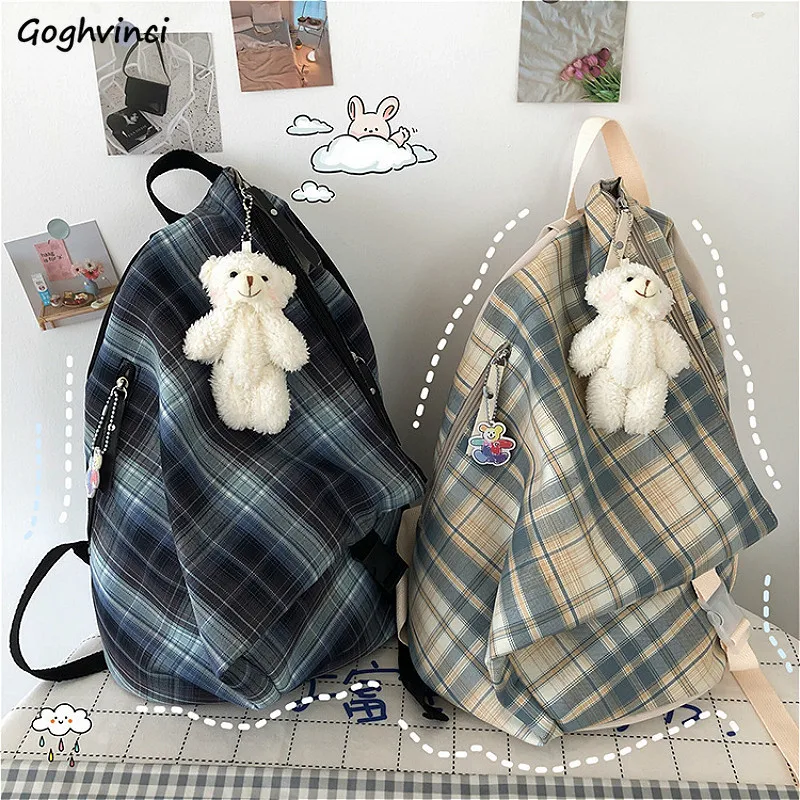

Backpacks Women Plaid College Style New Designers Nylon Sweet Japanese Girls Students Softback School Bags Book Fashion Female