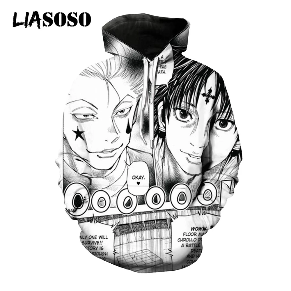 

LIASOSO Anime Hunter X Hunter Hoodie Manga Hoodies Streetwear Manhwa Pullover Women Men 3D Print Casual Plus Size Sweatshirts