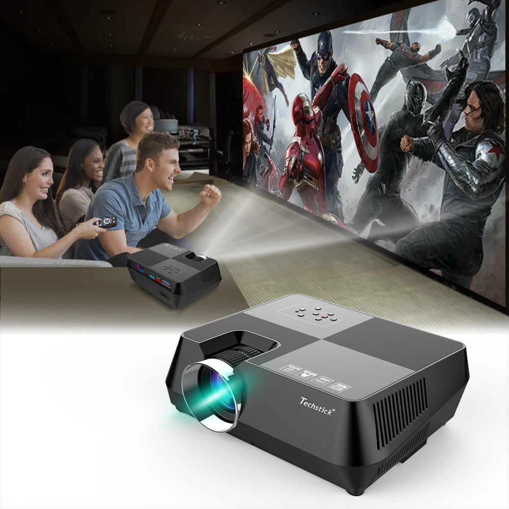 Techstick светодиодный проектор 2800 люмен 3 5 мм аудио Поддержка Full HD 1080P проводной