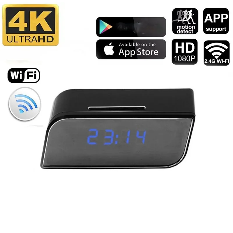 

ip cam HD 4K 1080P wireless WiFi mini camera Clock Recorder Security Night Vision Motion Detection remote monitor camcorder