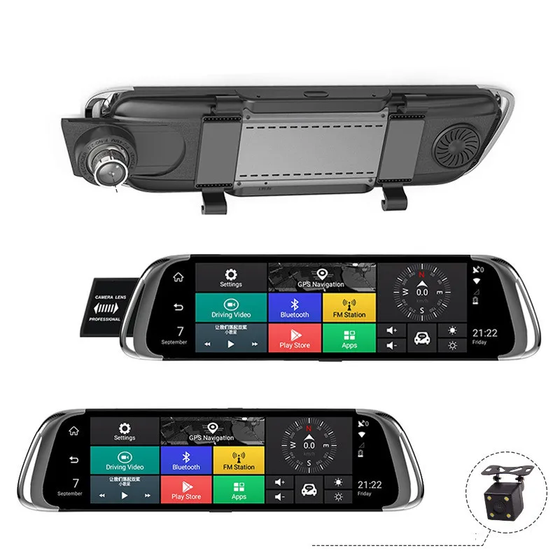 Авто Gps 4G, Wi-Fi, 10 дюймов полный Экран для приставки Android Smart вождения Регистраторы Hd DVR спереди и сзади записывающая машина Автомобильная камера в зеркале машины