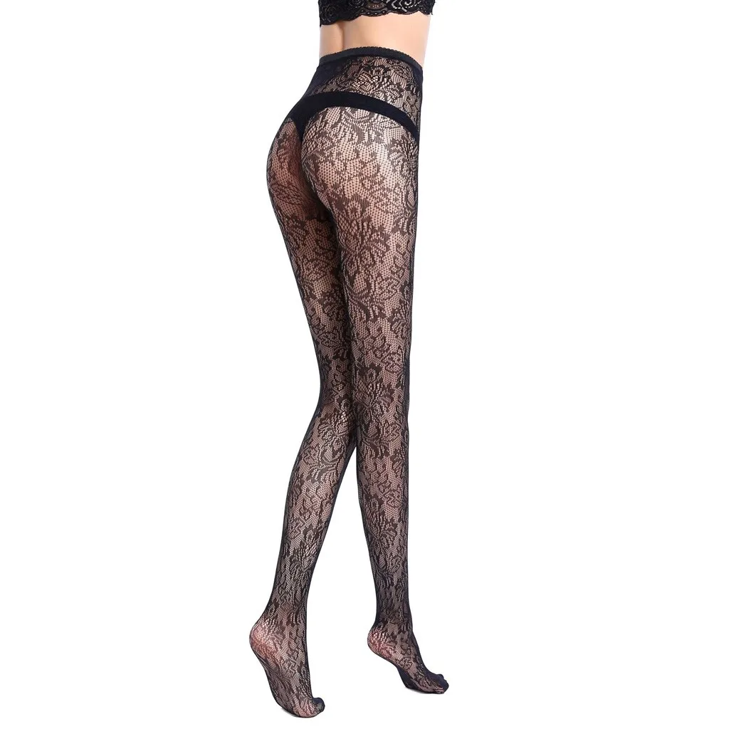 

MIARHB Black Lace Fishnet Stockings For Women Hollow Out Floral Pantyhose Tights Stocking Lingerie medias para mujer