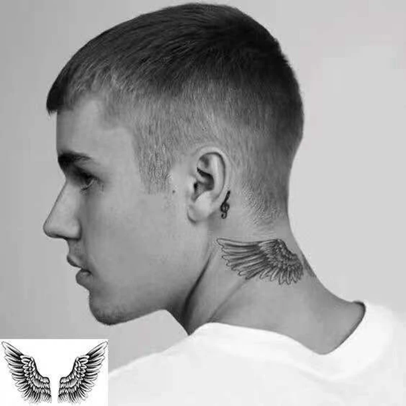 

Waterproof Temporary Tattoo Sticker Bieber's 'Wing Angel Flash Tatto Body Art Arm Water Transfer Fake Tatoo Men