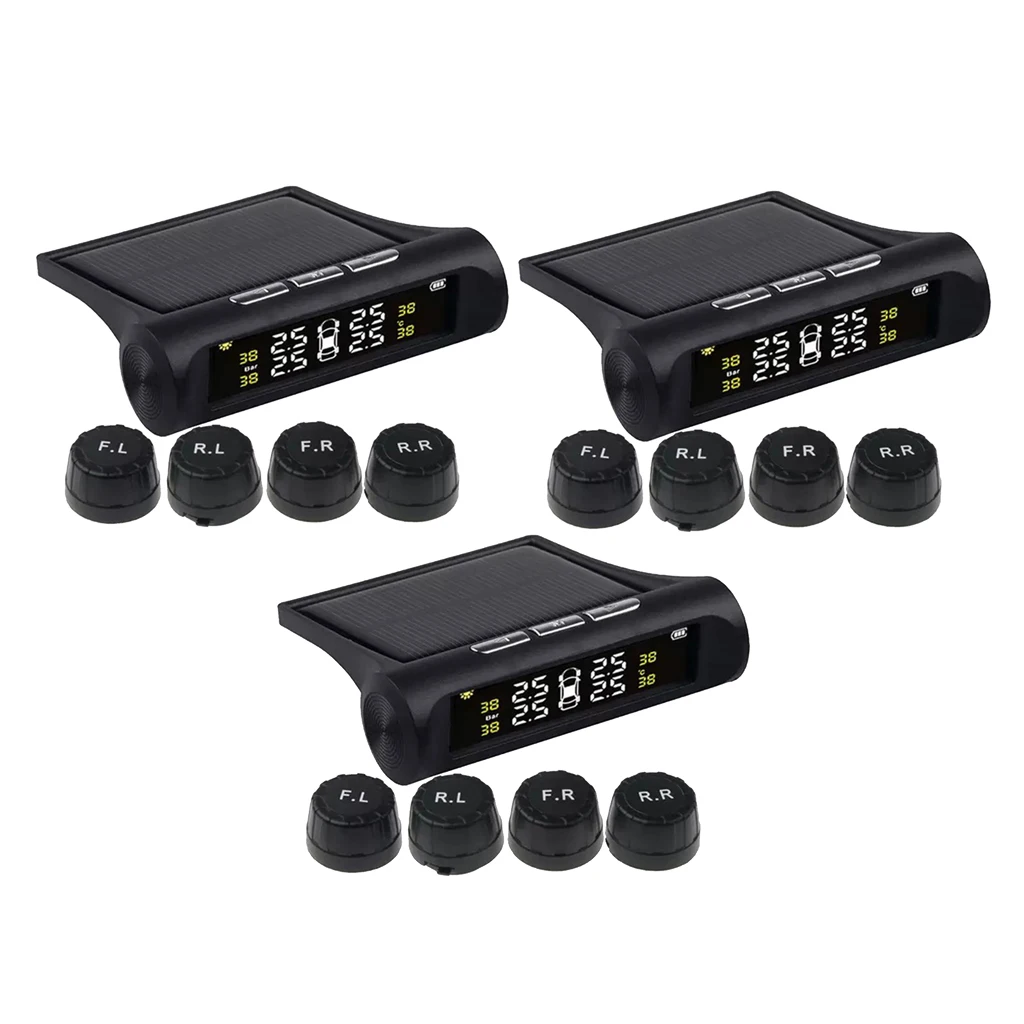 

3x Car TPMS Tire Pressure Alarm Monitor System Solar Powered External Sensor