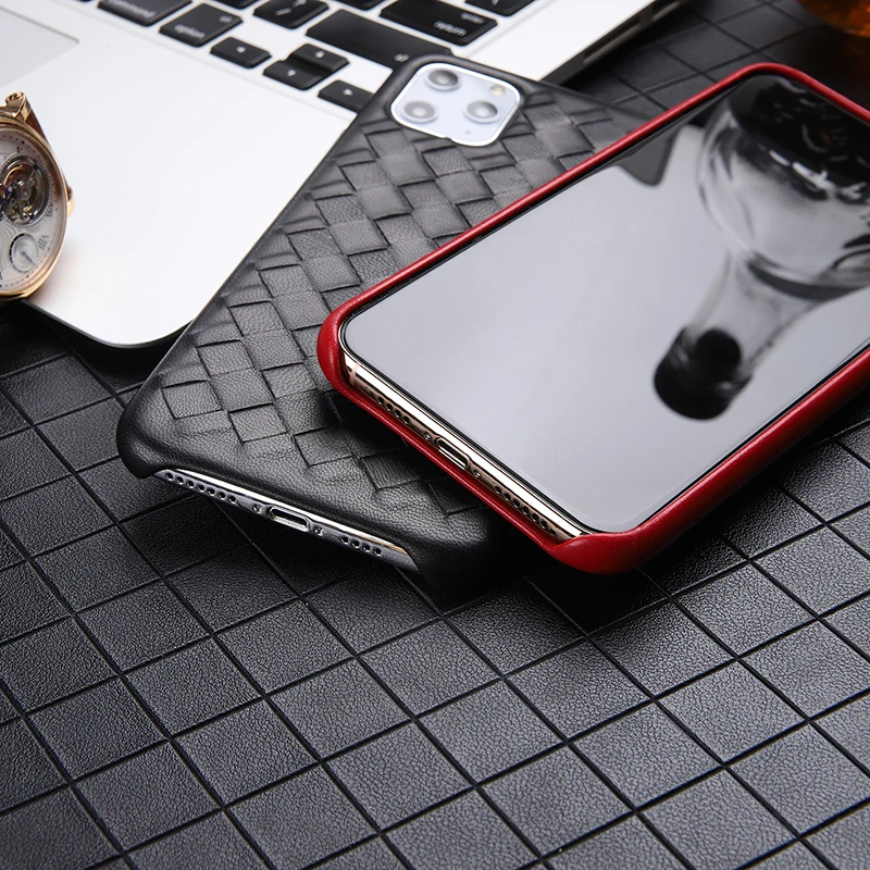 4 цвета для iPhone 11 Pro Max настоящий натуральный Овчина натуральная кожа чехол для телефона овчина задняя крышка крест ткачество металлическая кнопка