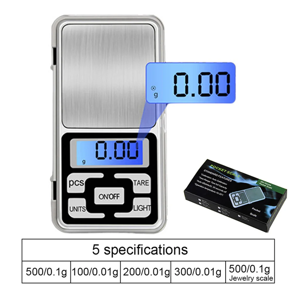 Мини цифровые весы 100/200/300/500 г 0 01/0 1 Высокая точность подсветка Электрический