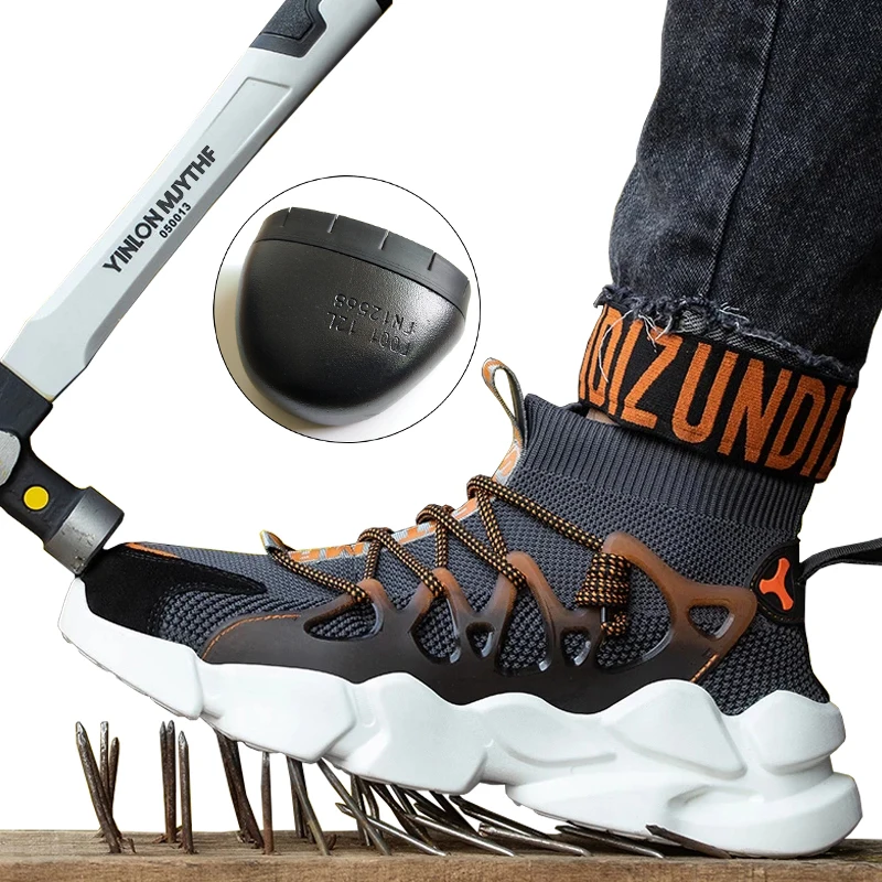 

New Safety Shoes Men Indestructible Sneakers Socks Shoes Work Boots Puncture Proof Work Sneakers Safety Boots Steel Toe Shoes